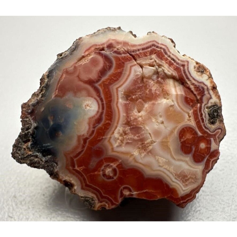 Polished Malawi Agate Red Candy Fortification Banded Mineral Specimen 35mm